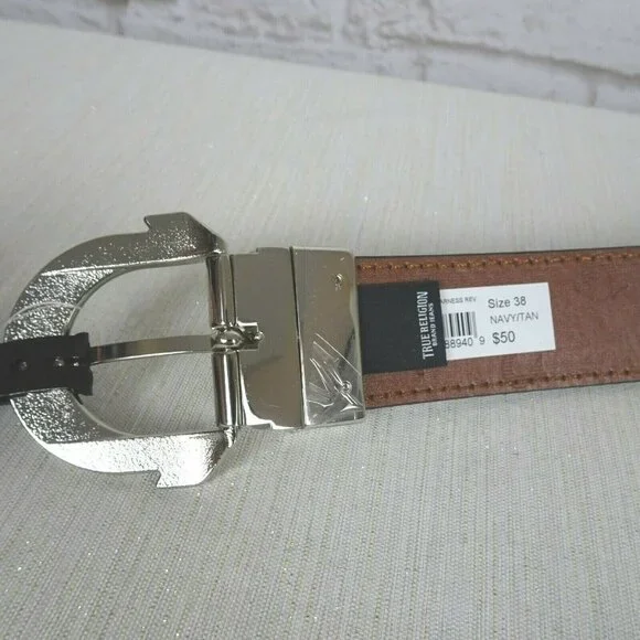 NWT TRUE RELIGION Reversible Buckle Belt Able Horseshoe Harness 38 - Picture 6 of 11